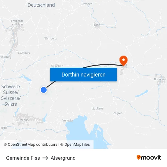 Gemeinde Fiss to Alsergrund map