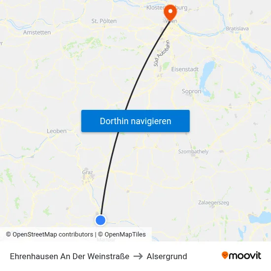 Ehrenhausen An Der Weinstraße to Alsergrund map