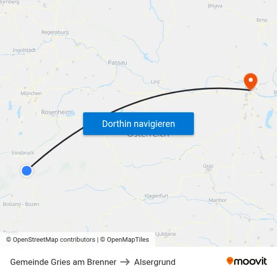 Gemeinde Gries am Brenner to Alsergrund map