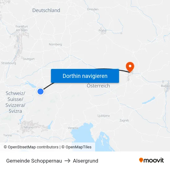 Gemeinde Schoppernau to Alsergrund map