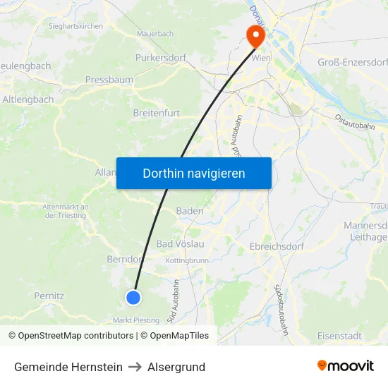 Gemeinde Hernstein to Alsergrund map