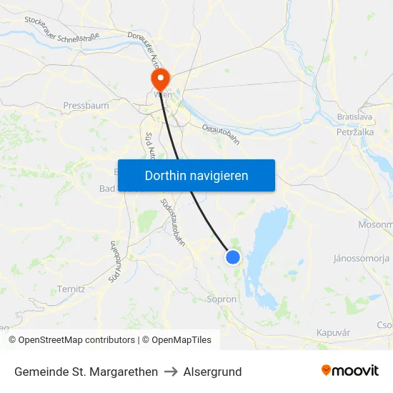 Gemeinde St. Margarethen to Alsergrund map