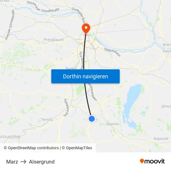 Marz to Alsergrund map