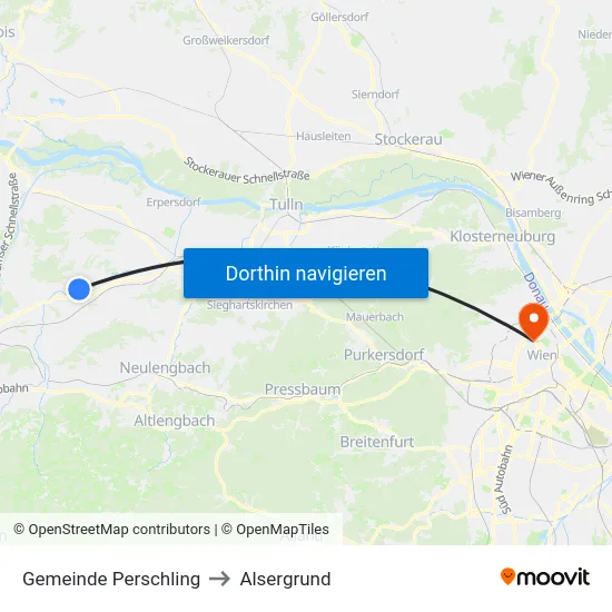 Gemeinde Perschling to Alsergrund map