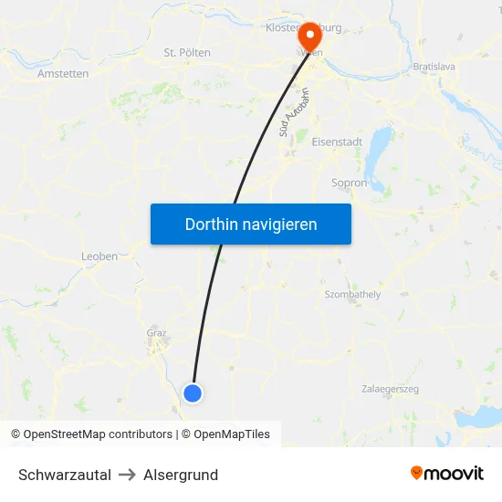 Schwarzautal to Alsergrund map