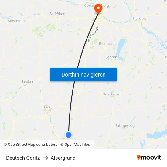 Deutsch Goritz to Alsergrund map