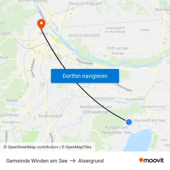 Gemeinde Winden am See to Alsergrund map