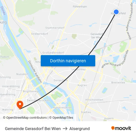Gemeinde Gerasdorf Bei Wien to Alsergrund map