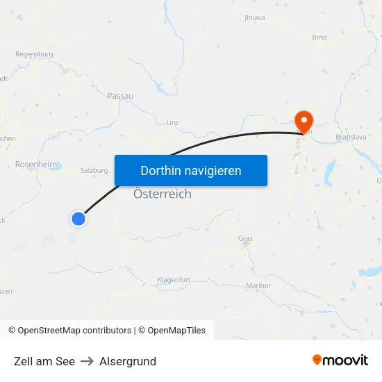 Zell am See to Alsergrund map