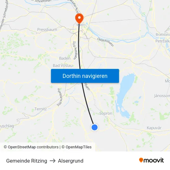 Gemeinde Ritzing to Alsergrund map