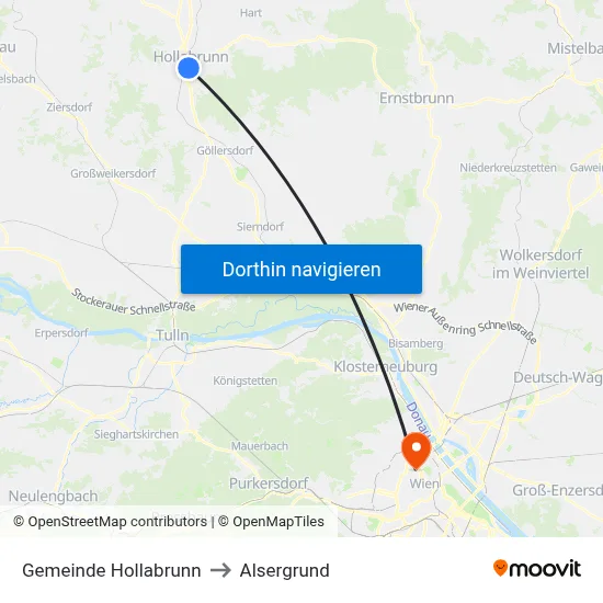 Gemeinde Hollabrunn to Alsergrund map