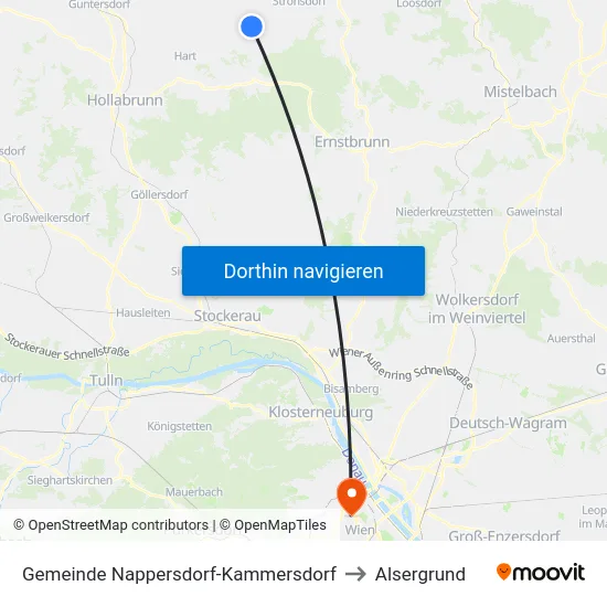 Gemeinde Nappersdorf-Kammersdorf to Alsergrund map