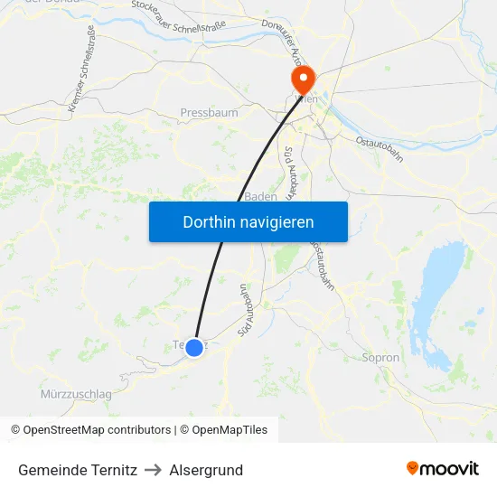Gemeinde Ternitz to Alsergrund map