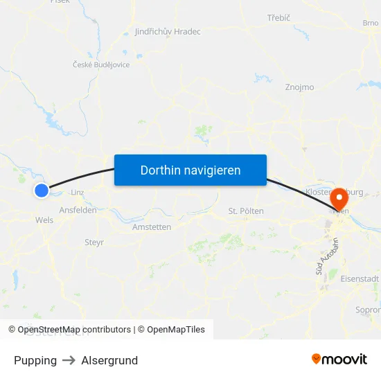 Pupping to Alsergrund map