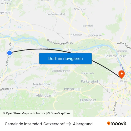Gemeinde Inzersdorf-Getzersdorf to Alsergrund map