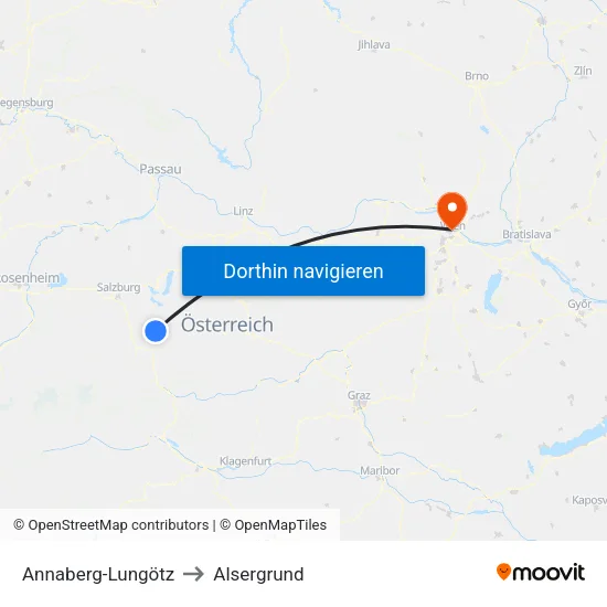 Annaberg-Lungötz to Alsergrund map