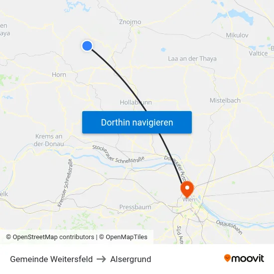 Gemeinde Weitersfeld to Alsergrund map