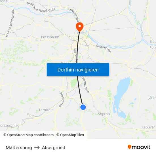 Mattersburg to Alsergrund map