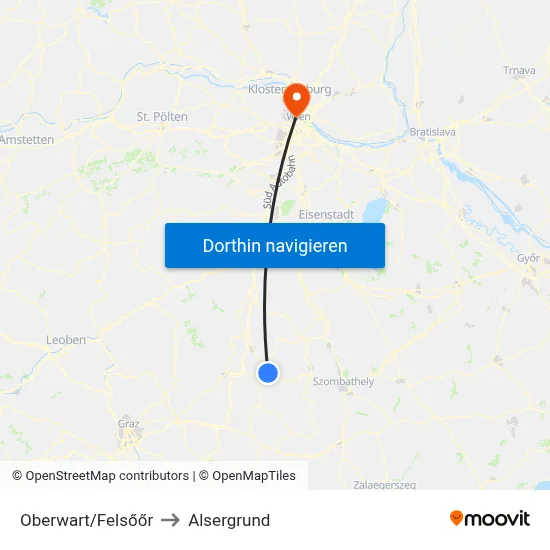 Oberwart/Felsőőr to Alsergrund map