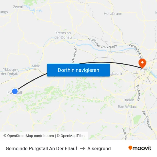 Gemeinde Purgstall An Der Erlauf to Alsergrund map