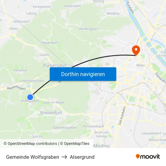 Gemeinde Wolfsgraben to Alsergrund map