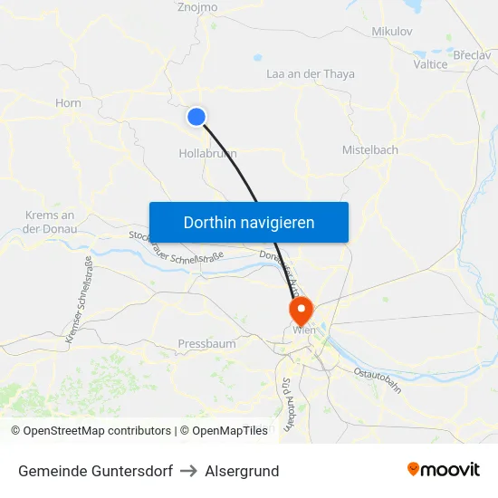 Gemeinde Guntersdorf to Alsergrund map