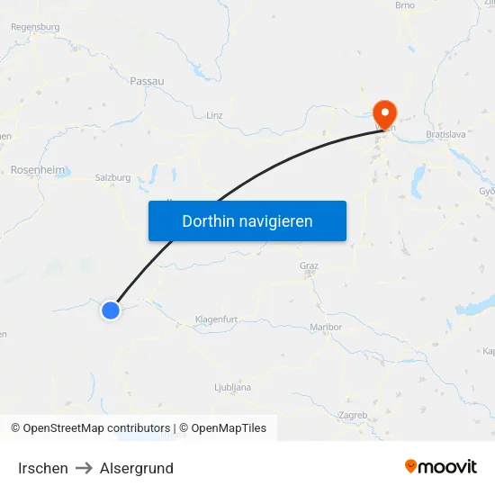 Irschen to Alsergrund map