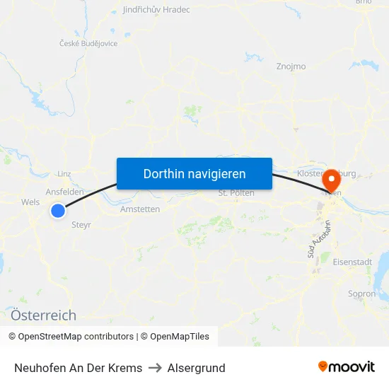 Neuhofen An Der Krems to Alsergrund map