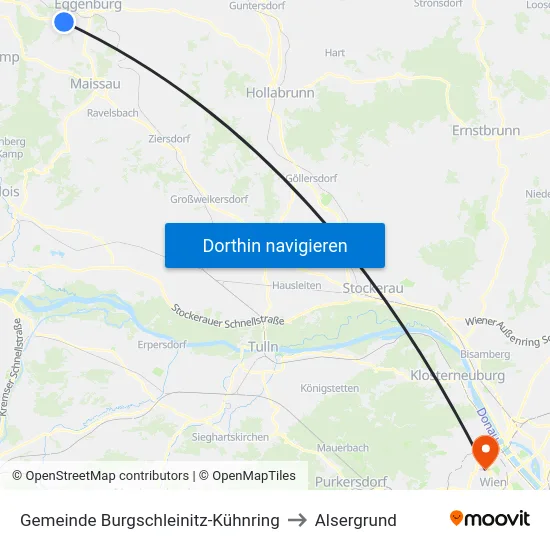 Gemeinde Burgschleinitz-Kühnring to Alsergrund map