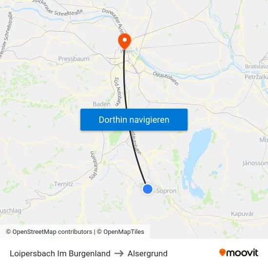 Loipersbach Im Burgenland to Alsergrund map