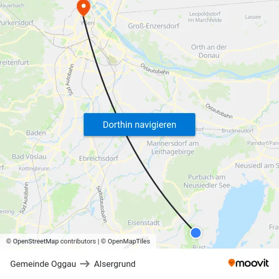Gemeinde Oggau to Alsergrund map
