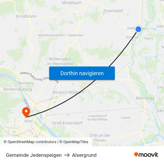 Gemeinde Jedenspeigen to Alsergrund map