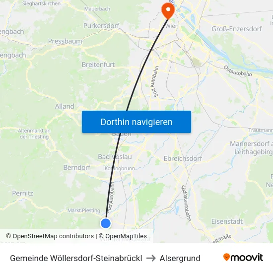 Gemeinde Wöllersdorf-Steinabrückl to Alsergrund map