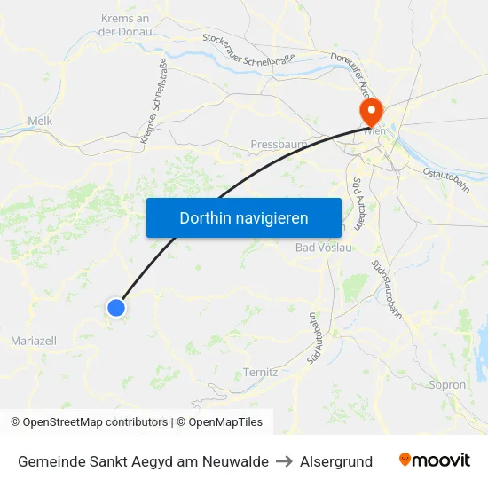 Gemeinde Sankt Aegyd am Neuwalde to Alsergrund map
