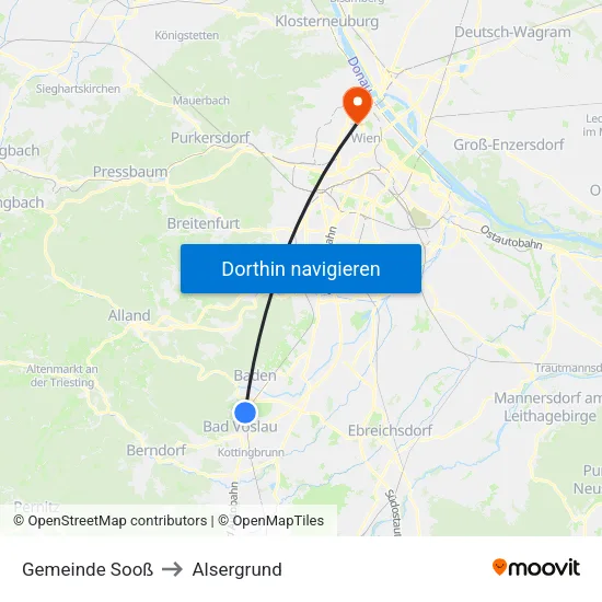 Gemeinde Sooß to Alsergrund map