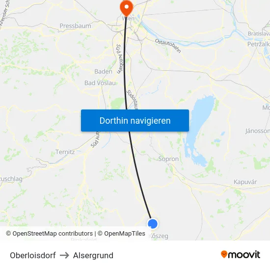 Oberloisdorf to Alsergrund map