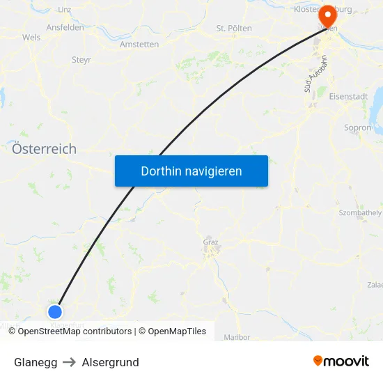 Glanegg to Alsergrund map