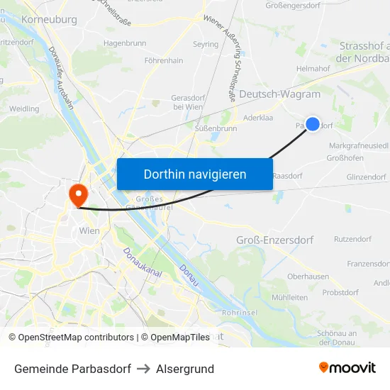 Gemeinde Parbasdorf to Alsergrund map