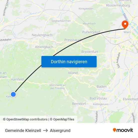 Gemeinde Kleinzell to Alsergrund map
