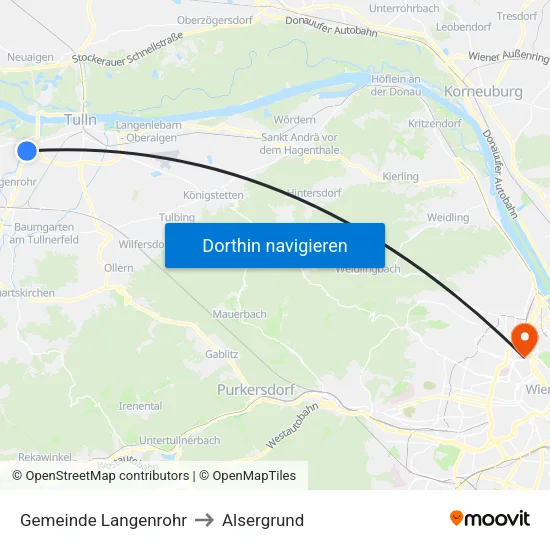 Gemeinde Langenrohr to Alsergrund map