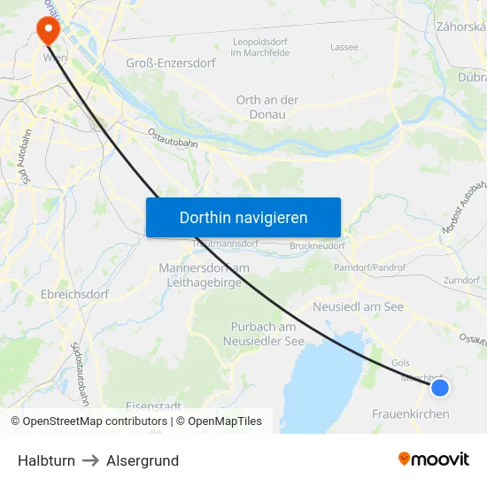 Halbturn to Alsergrund map