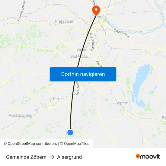 Gemeinde Zöbern to Alsergrund map
