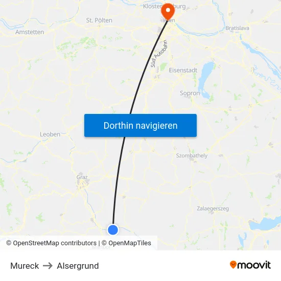 Mureck to Alsergrund map