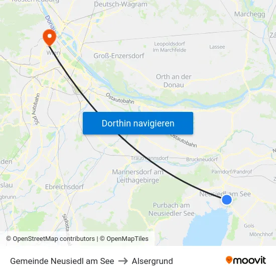 Gemeinde Neusiedl am See to Alsergrund map