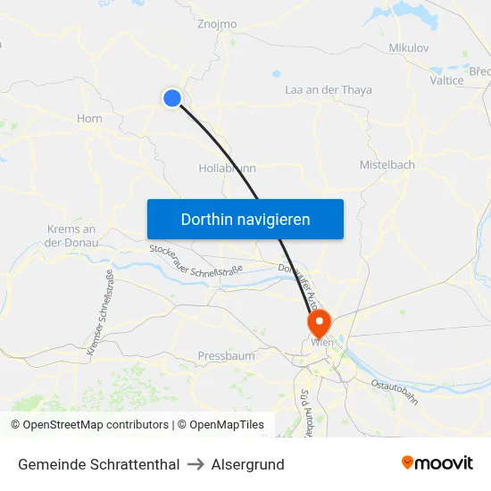 Gemeinde Schrattenthal to Alsergrund map