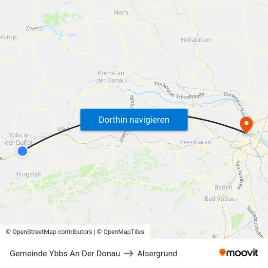 Gemeinde Ybbs An Der Donau to Alsergrund map