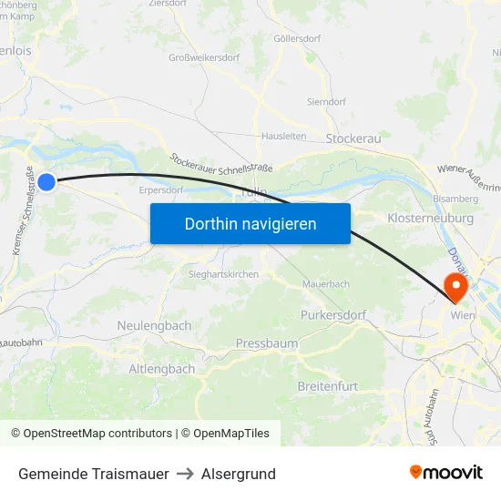 Gemeinde Traismauer to Alsergrund map