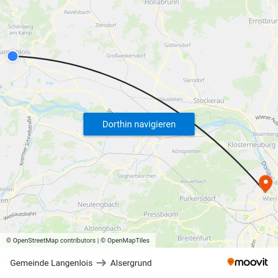 Gemeinde Langenlois to Alsergrund map