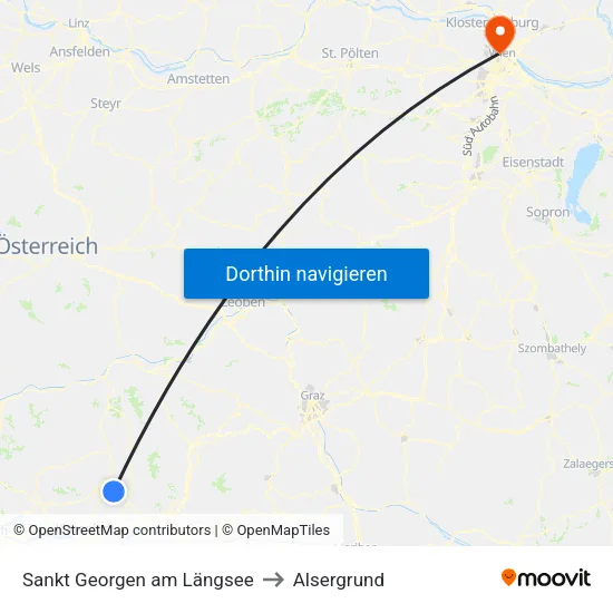 Sankt Georgen am Längsee to Alsergrund map
