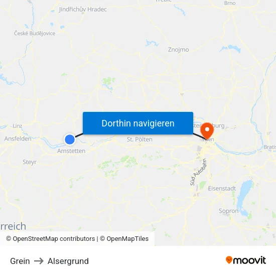 Grein to Alsergrund map